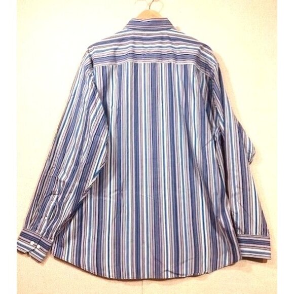 Bugatchi Uomo Men's XL Striped Button-Down Shirt Long Sleeve Blue/Purple - Picture 2 of 10